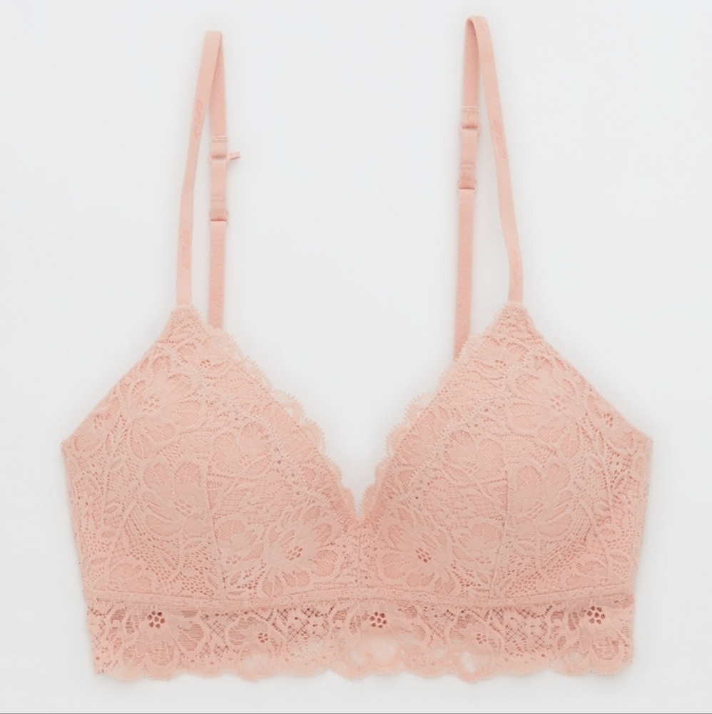 🌺AERIE REAL HAPPY WIRELESS LIGHTLY LINED LACE BRA SIZE 36B - Picture 5 of 10